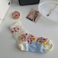 Strawberry Glass Silk Crystal Socks Japanese Thin Socks Women