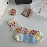 Strawberry Glass Silk Crystal Socks Japanese Thin Socks Women