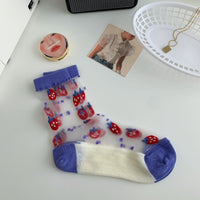 Strawberry Glass Silk Crystal Socks Japanese Thin Socks Women