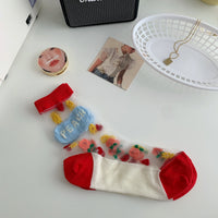 Strawberry Glass Silk Crystal Socks Japanese Thin Socks Women