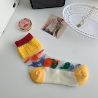 Strawberry Glass Silk Crystal Socks Japanese Thin Socks Women
