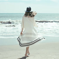 NNew Crochet Knitted White Beach Pareo Dress Long Tunic Pareos Woman Cover Ups Robe De To Cover Up Plage Coats