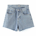 Double Waist Cut-out Raw Edge Thin Casual Shorts
