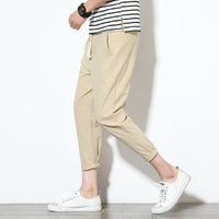 Thin Men'S Casual Nine-Point Pants Solid Color Plus Size Sweatpants Korean Version Of Harem Pants Trend
