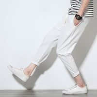 Thin Men'S Casual Nine-Point Pants Solid Color Plus Size Sweatpants Korean Version Of Harem Pants Trend
