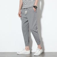 Thin Men'S Casual Nine-Point Pants Solid Color Plus Size Sweatpants Korean Version Of Harem Pants Trend