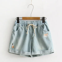 Thin Women's Embroidery Cartoon Shorts