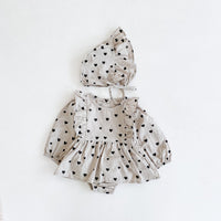 Autumn New Product Girl Baby Love Dress Long Sleeve Romper Baby Cotton One-Piece Climbing Clothes Free Hat