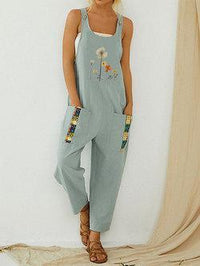 Loose Butterfly Print Overalls Jumpsuit