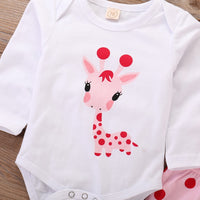Children's Giraffe Polka Dot Printed Long Sleeve Suit