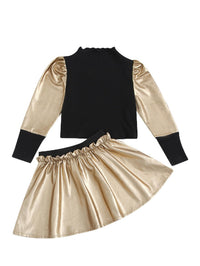 Girls PU Leather Short Skirt Suit