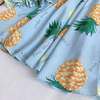 Girls' Fruit Print Elastic Sling Top And High Waist Long Skirt Two Piece Suit