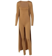 Pure Color Reflective Sexy Backless Casual Jumpsuit  Jacket Set