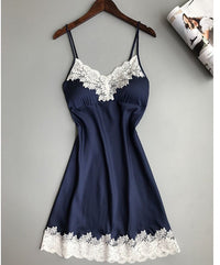 V-neck lace hem strap nightdress