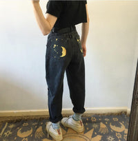 Europe And The United States New Ladies Fashion Fashion Printed Harem Pants Loose Jeans