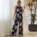 Women's Summer Round Neck Print Vest Fashion Loose Jumpsuit
