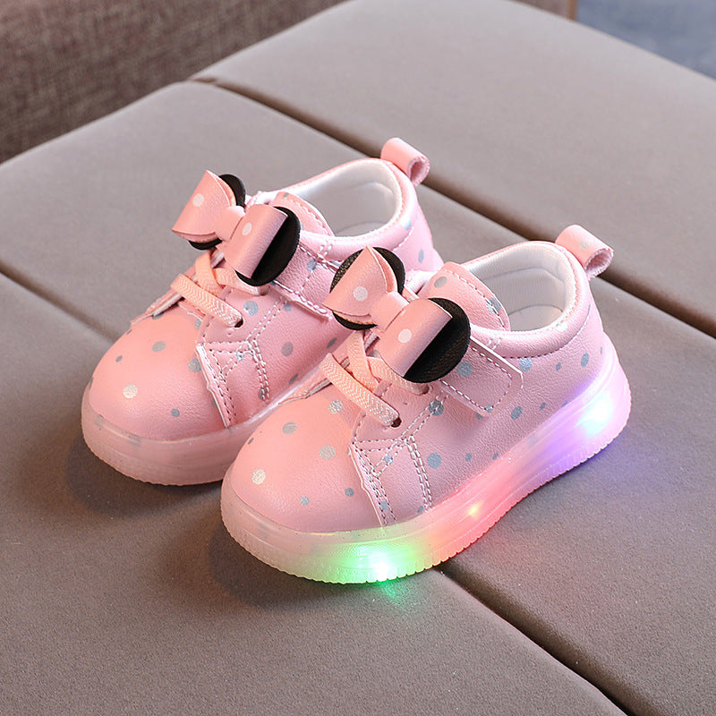 Light-up Shoes Girls Bowknot LED Light-up Shoes Breathable Baby Girls Shoes