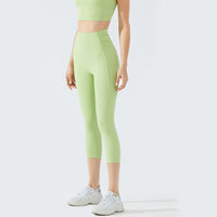 Nude Fitness Pants Women High Waist Sports Tight Cropped Pants