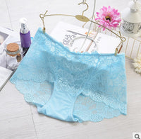 Mid-waist Lace Panties Feminine Transparent Large Size Women's High-waisted Abdomen Seamless Briefs