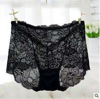 Mid-waist Lace Panties Feminine Transparent Large Size Women's High-waisted Abdomen Seamless Briefs