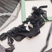 Cute Mesh Lace-up Side-opening Low-waist Lace Bow Women Panties