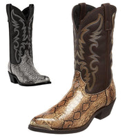 High-Heeled Iron Head Western Cowboy Boots Couples 38-48 Printed Snake Print