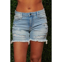 New Style Ripped Fringed High Stretch Denim Shorts Women