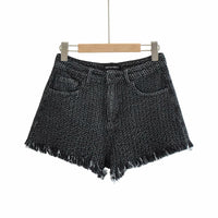 Women's Irregular Frayed Denim Short Low Waist Knitted Denim Hot Pants