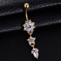 Water Drop Flower-shaped Pendant Diamond Female Belly Button Nail