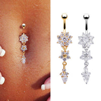 Water Drop Flower-shaped Pendant Diamond Female Belly Button Nail