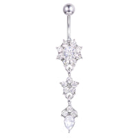 Water Drop Flower-shaped Pendant Diamond Female Belly Button Nail