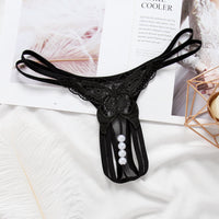 Embroidery Hollow Temptation Pearl Massage  Thong