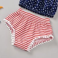 Three-piece Print Blouse, Shorts And Headband