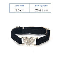 Pet Puppy Cat Collar Water Diamond Love Half Fold Plush Fabric Bell Elastic Collar