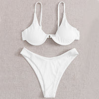 AliExpress Independent Station Cross-border European And American Solid Color Sexy Split Bikini Swimsuit Women
