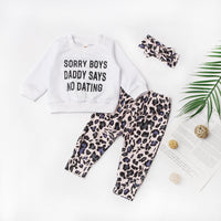 Letter Sweatshirt Leopard Print Pants Baby Set