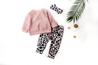 Letter Sweatshirt Leopard Print Pants Baby Set