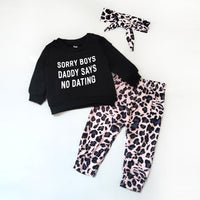 Letter Sweatshirt Leopard Print Pants Baby Set