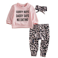 Letter Sweatshirt Leopard Print Pants Baby Set