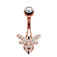 Fashion CZ Zricon Little Bee Belly Button Rings Surgical Steel Sexy Women Navel Piercing Belly Rings Anima Body Piercing Jewelry