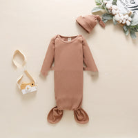 Solid Color Pit Strip Sleeping Bag Long Sleeve