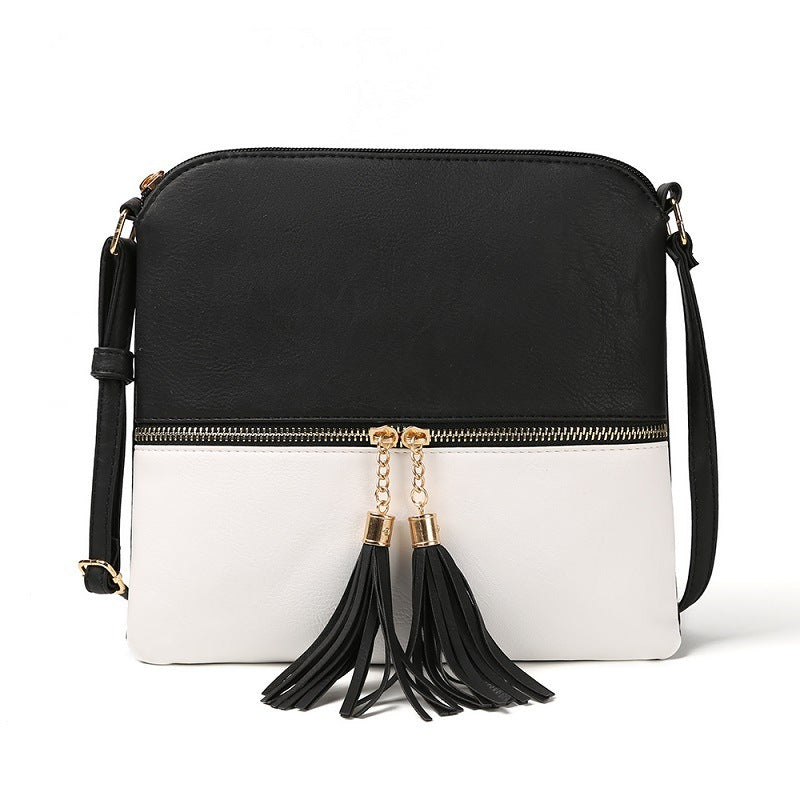 New Style Double Fringe Front Pocket Zipper Diagonal Shoulder Bag Women's Bag Shoulder Bag