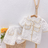 Boy Tong Xiaoxiang Style Ladies Lapel Buttoned Top  Shorts Fashion Suit