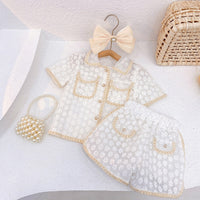 Boy Tong Xiaoxiang Style Ladies Lapel Buttoned Top  Shorts Fashion Suit