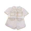 Boy Tong Xiaoxiang Style Ladies Lapel Buttoned Top  Shorts Fashion Suit
