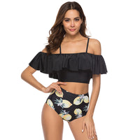 European And American Ruffled Multicolor Printed Bikini