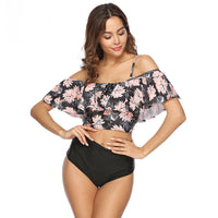 European And American Ruffled Multicolor Printed Bikini