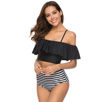 European And American Ruffled Multicolor Printed Bikini