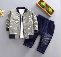 Three-piece Jacket, Long-sleeved Trousers, Cartoon House Print