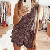 Women Sexy Summer Vest Shorts Suit Pajamas Silk Sleepwear
